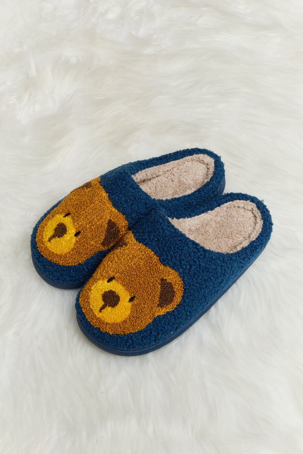 Heri & Hama Teddy Bear Print Plush Slide Slippers