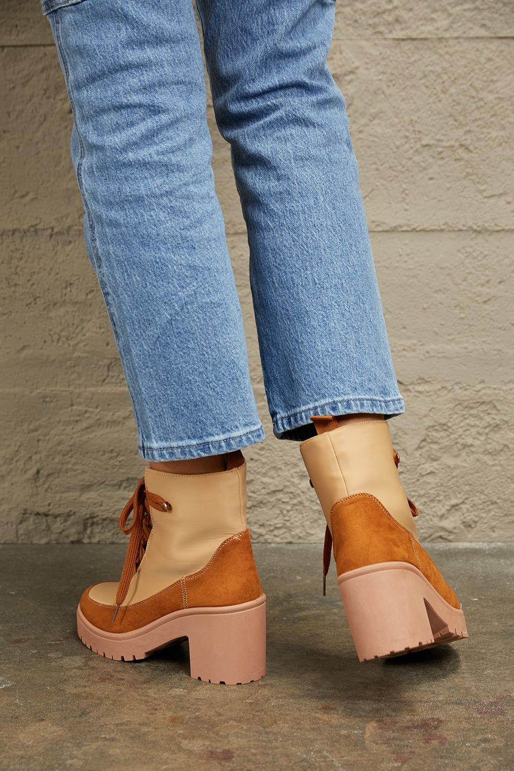 Heri Lace Up Lug Booties