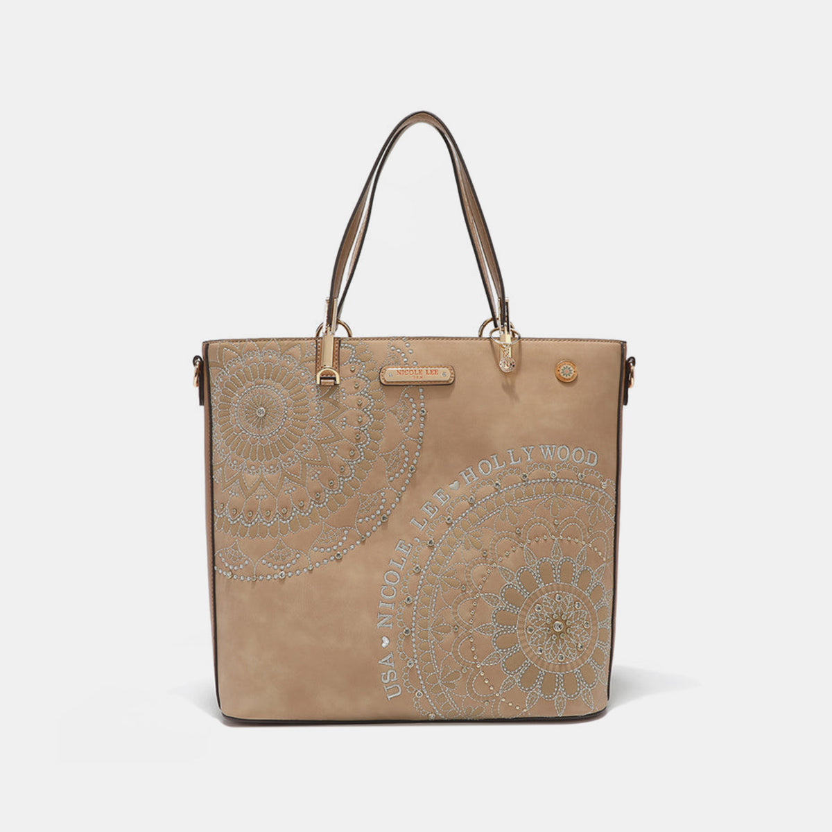 Nicole Lee USA Metallic Rhinestone Tote Bag