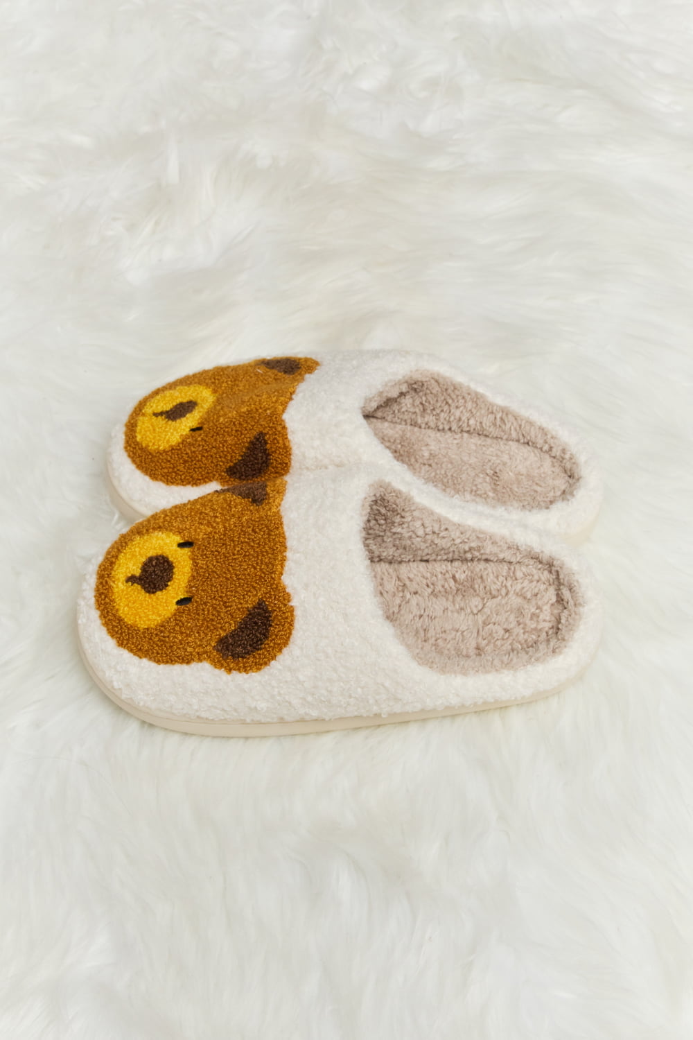 Heri & Hama Teddy Bear Print Plush Slide Slippers