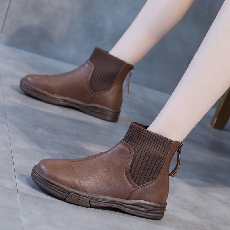 All-matching  Flat Vintage Elastic Booties