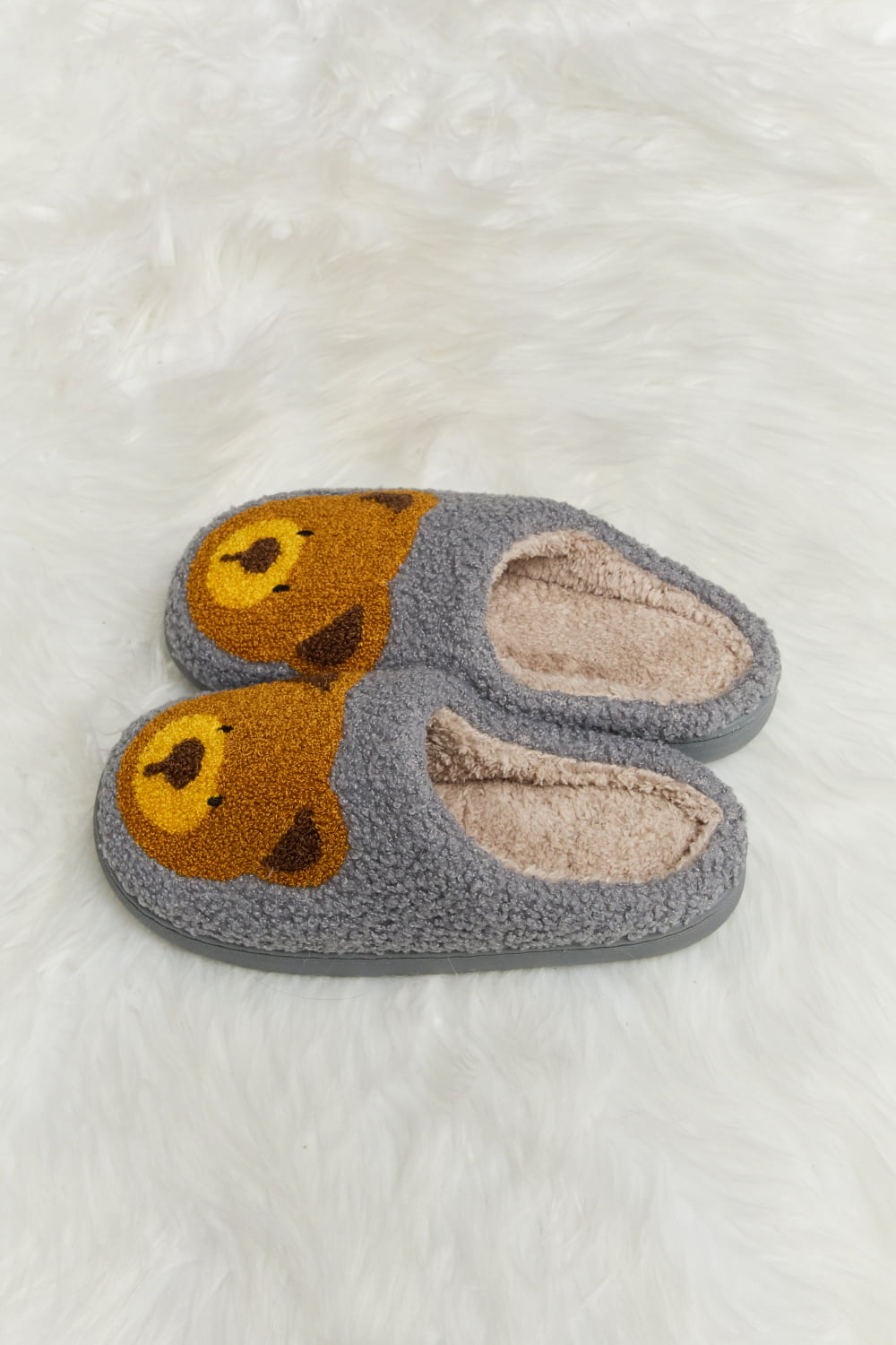 Heri & Hama Teddy Bear Print Plush Slide Slippers