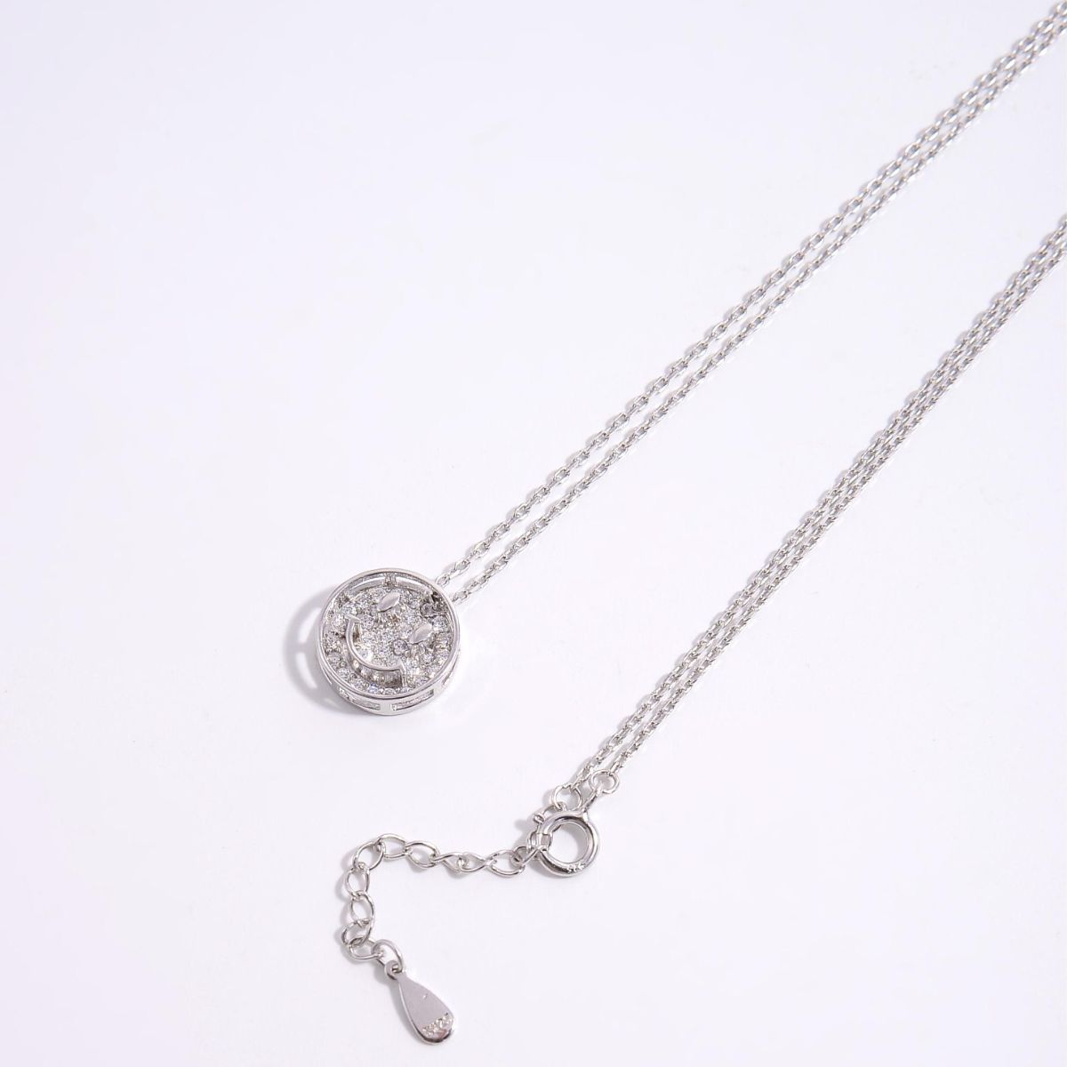 Sterling Silver Zircon Smiley Face Necklace