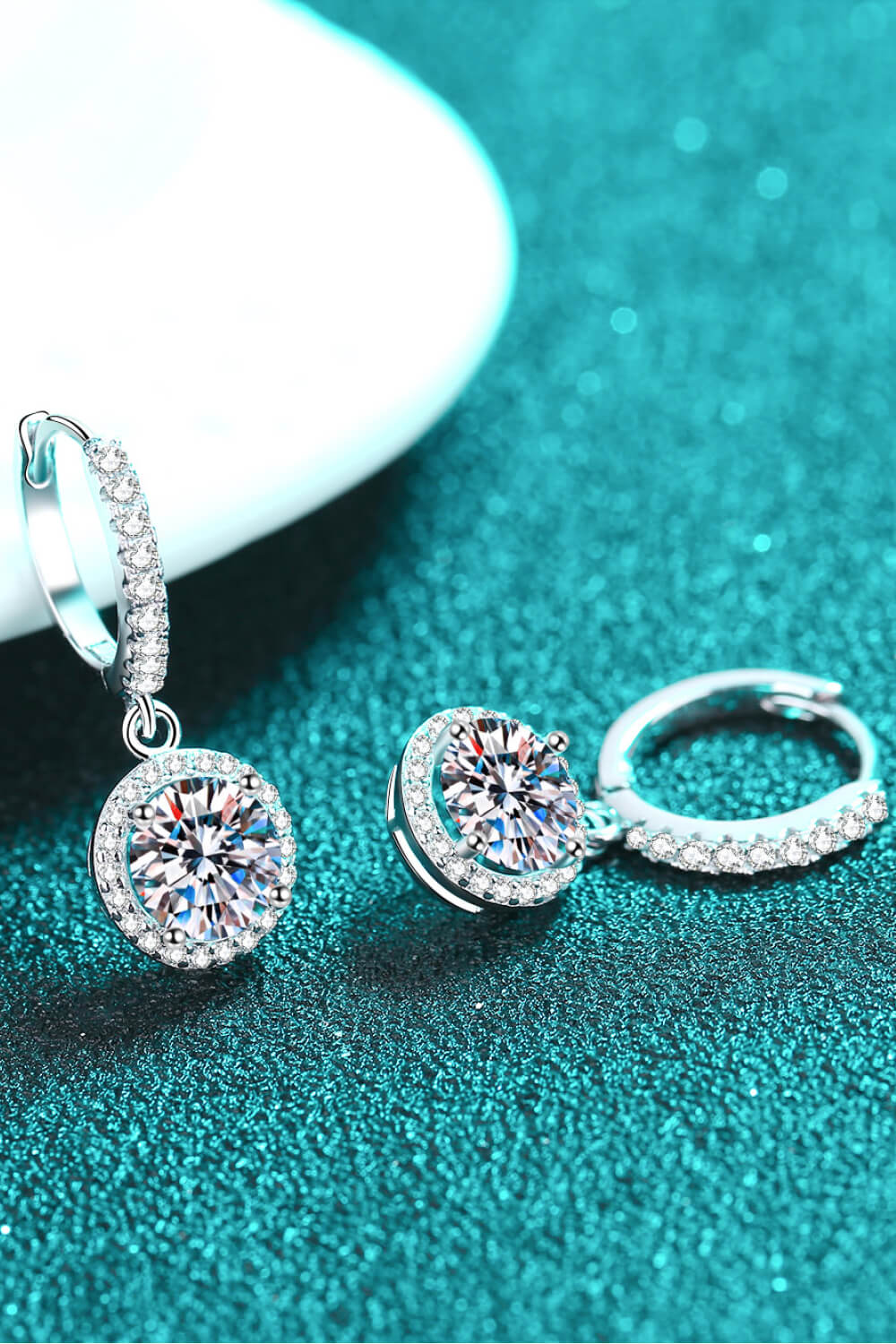 H&H Moissanite Round-Shaped Drop Earrings