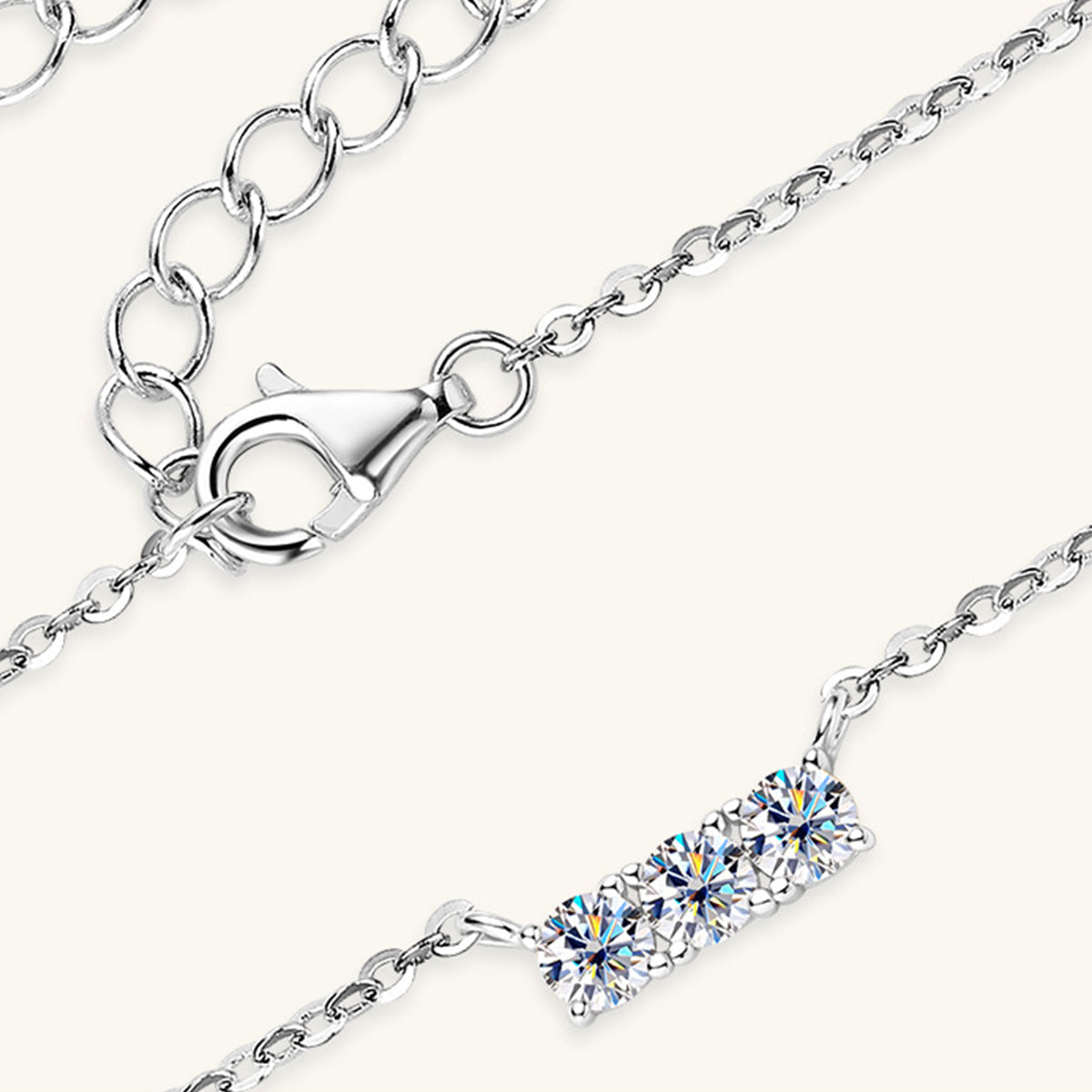 Sterling Silver Inlaid Moissanite Bar Necklace