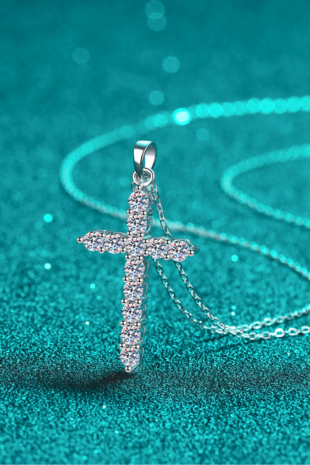 Sterling Silver Cross Moissanite Necklace