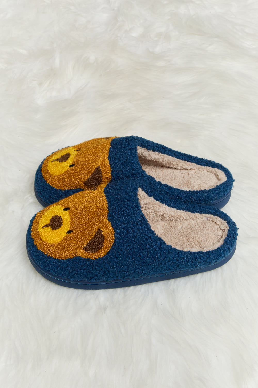 Heri & Hama Teddy Bear Print Plush Slide Slippers