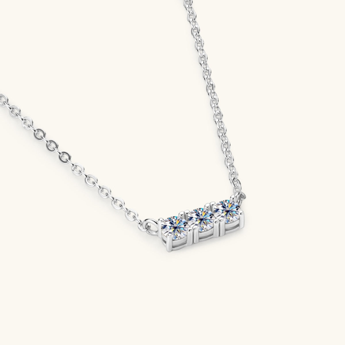 Sterling Silver Inlaid Moissanite Bar Necklace