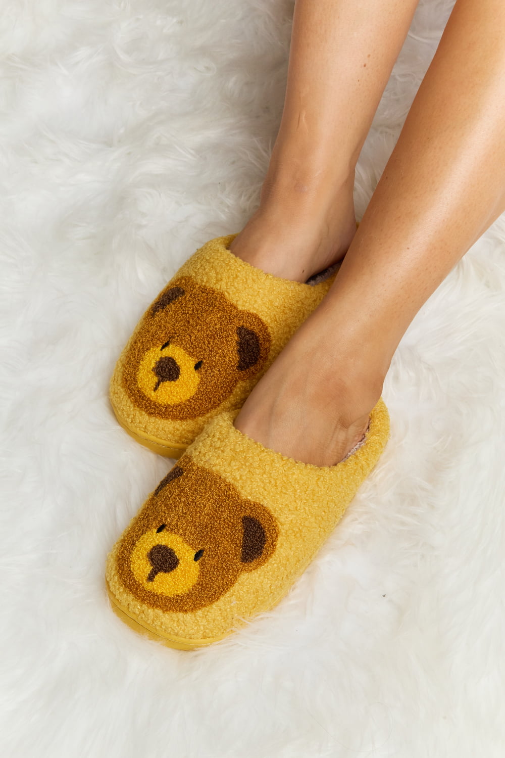 Heri & Hama Teddy Bear Print Plush Slide Slippers