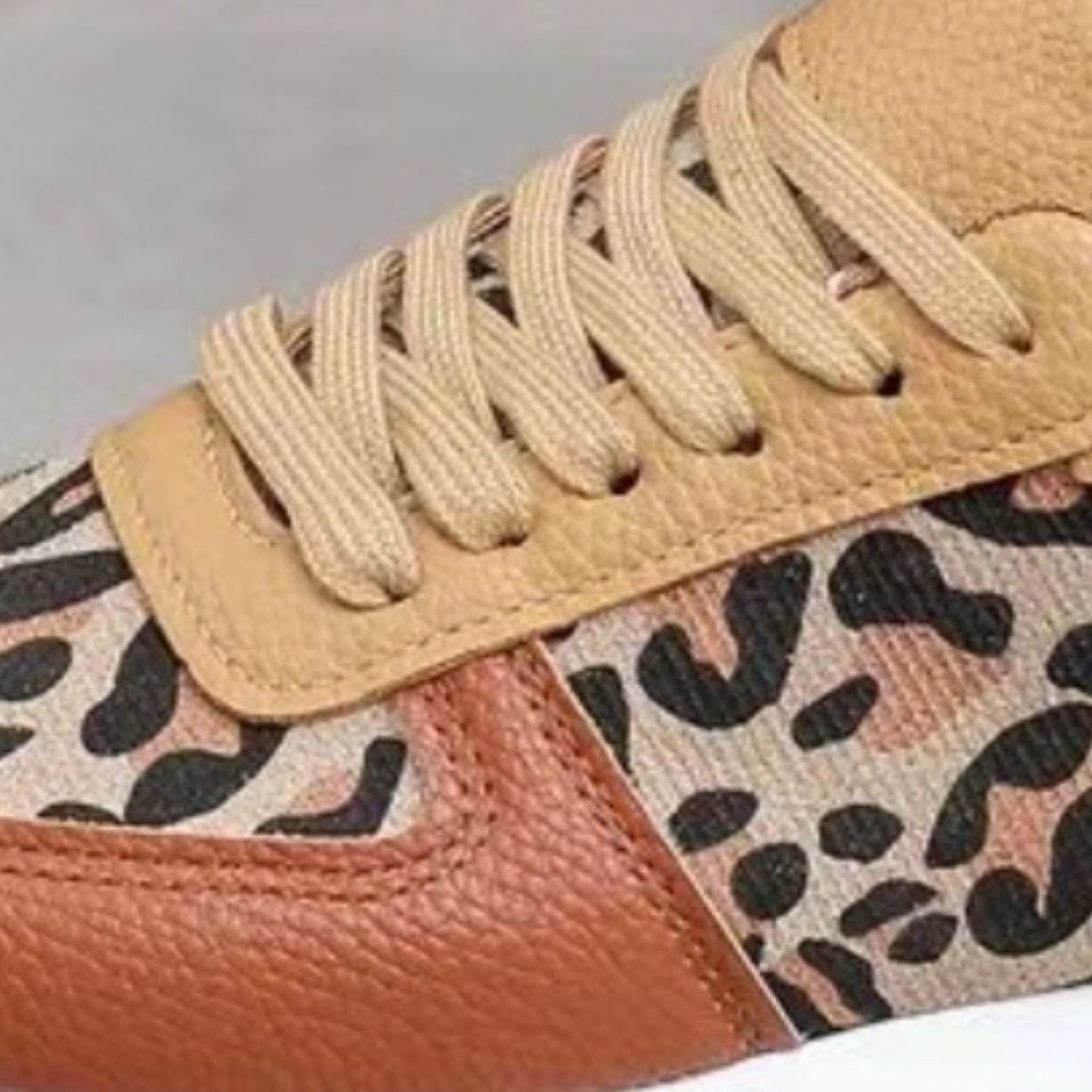 Leopard Printed Leather Athletic Sneakers