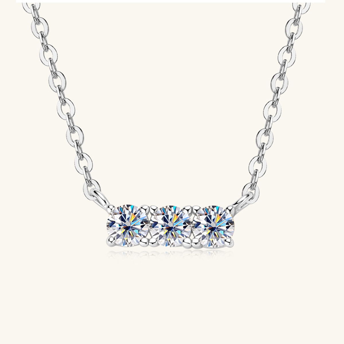 Sterling Silver Inlaid Moissanite Bar Necklace