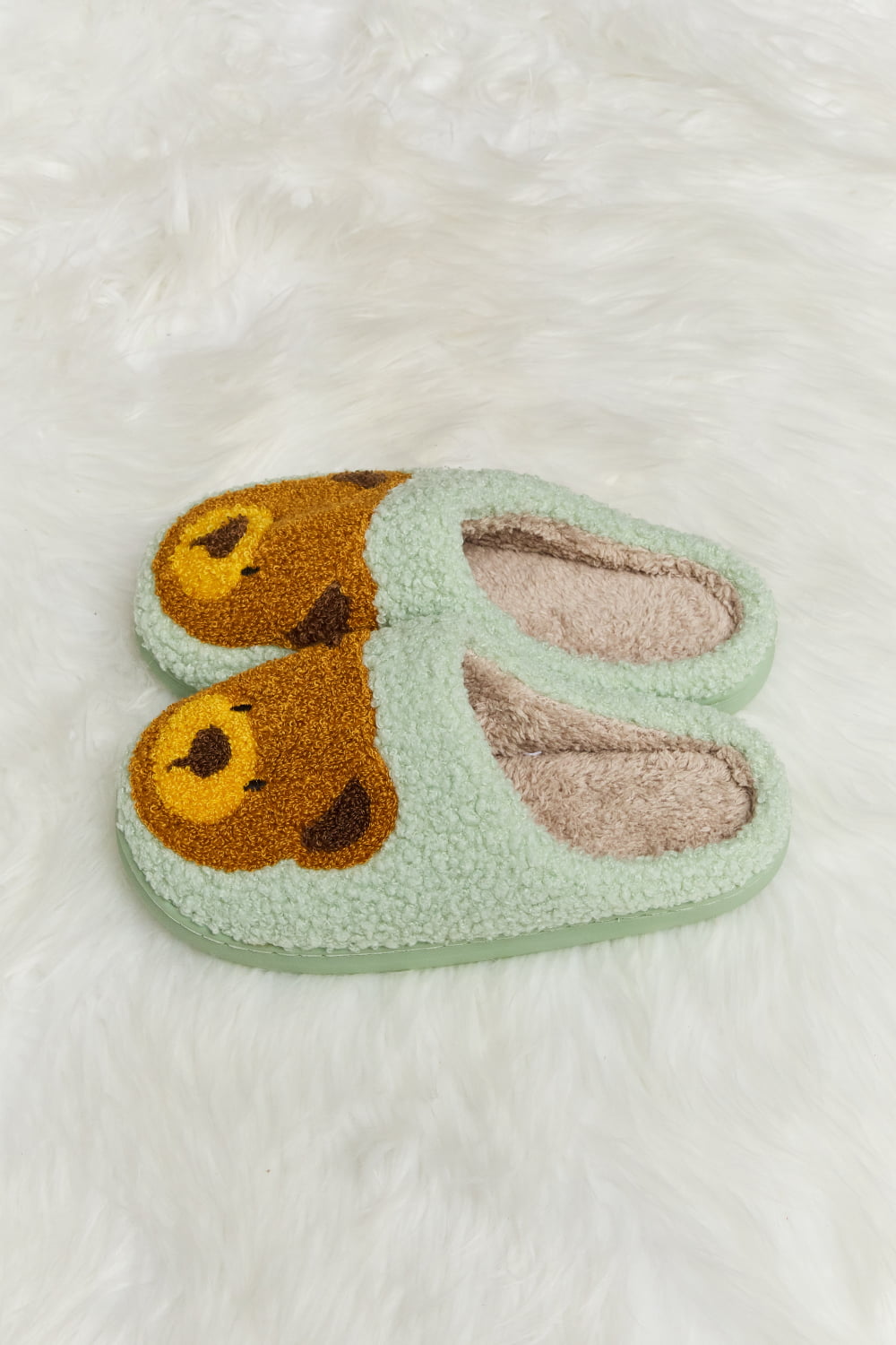 Heri & Hama Teddy Bear Print Plush Slide Slippers