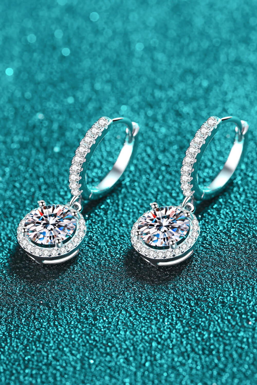 H&H Moissanite Round-Shaped Drop Earrings