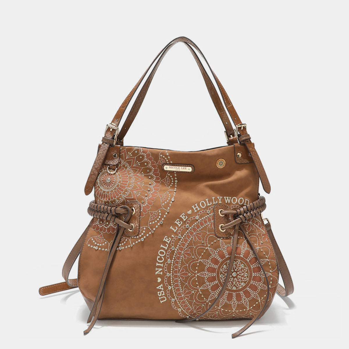 Side Braided Embroidery Hobo Bag