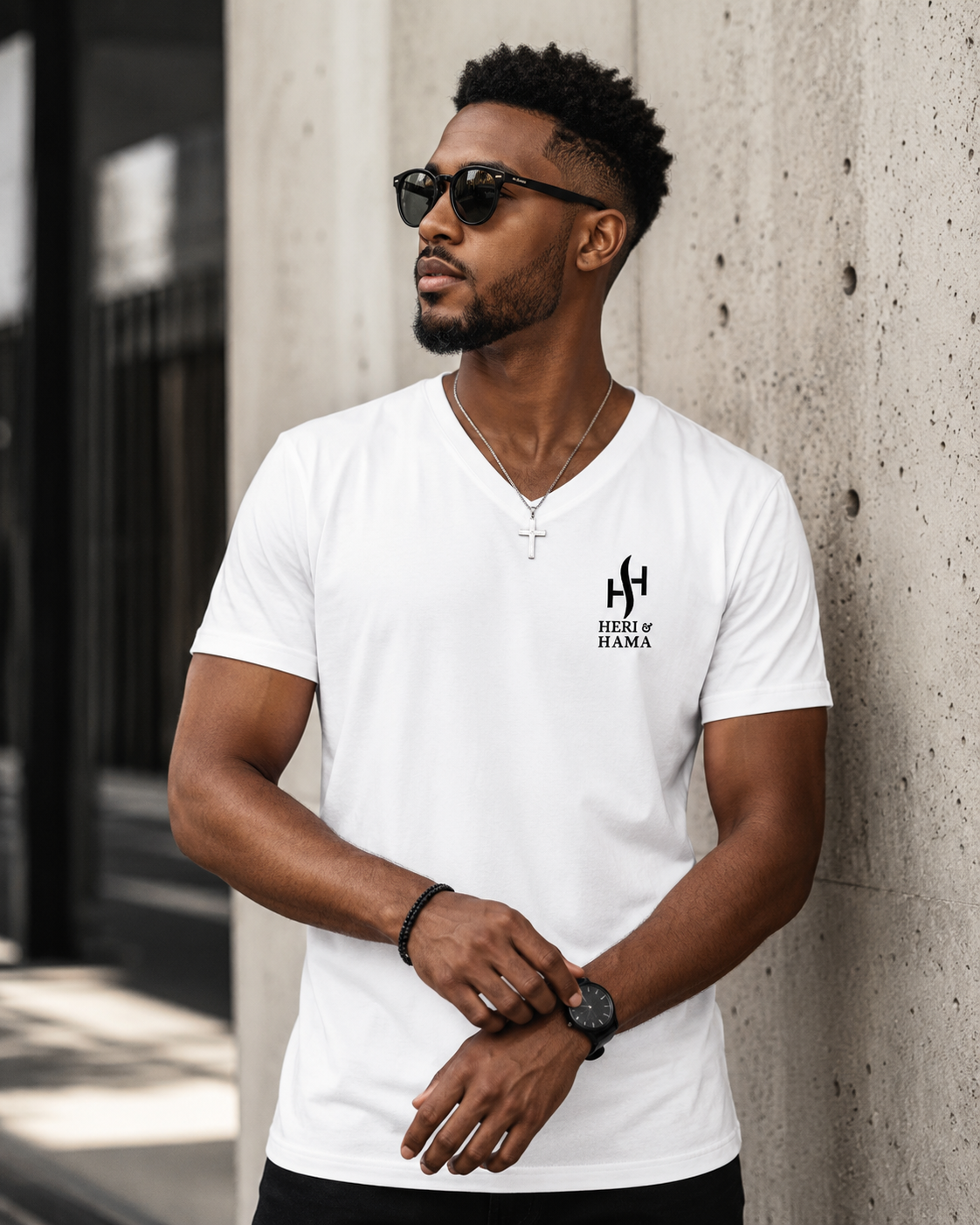 Heri And Hama V-Neck T-Shirt