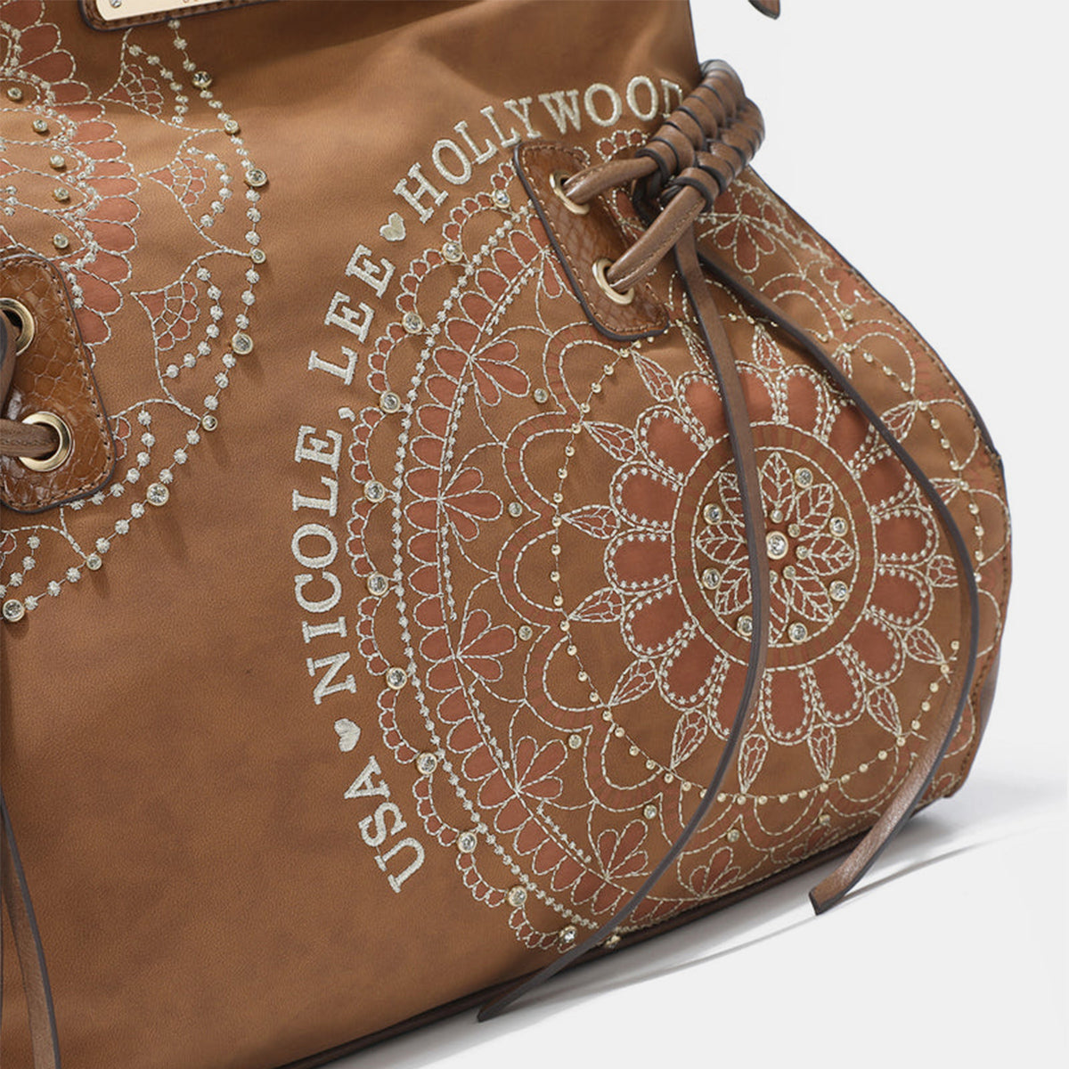 Side Braided Embroidery Hobo Bag