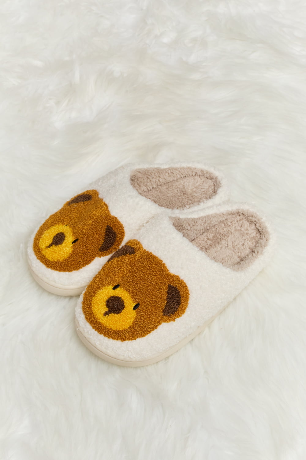 Heri & Hama Teddy Bear Print Plush Slide Slippers