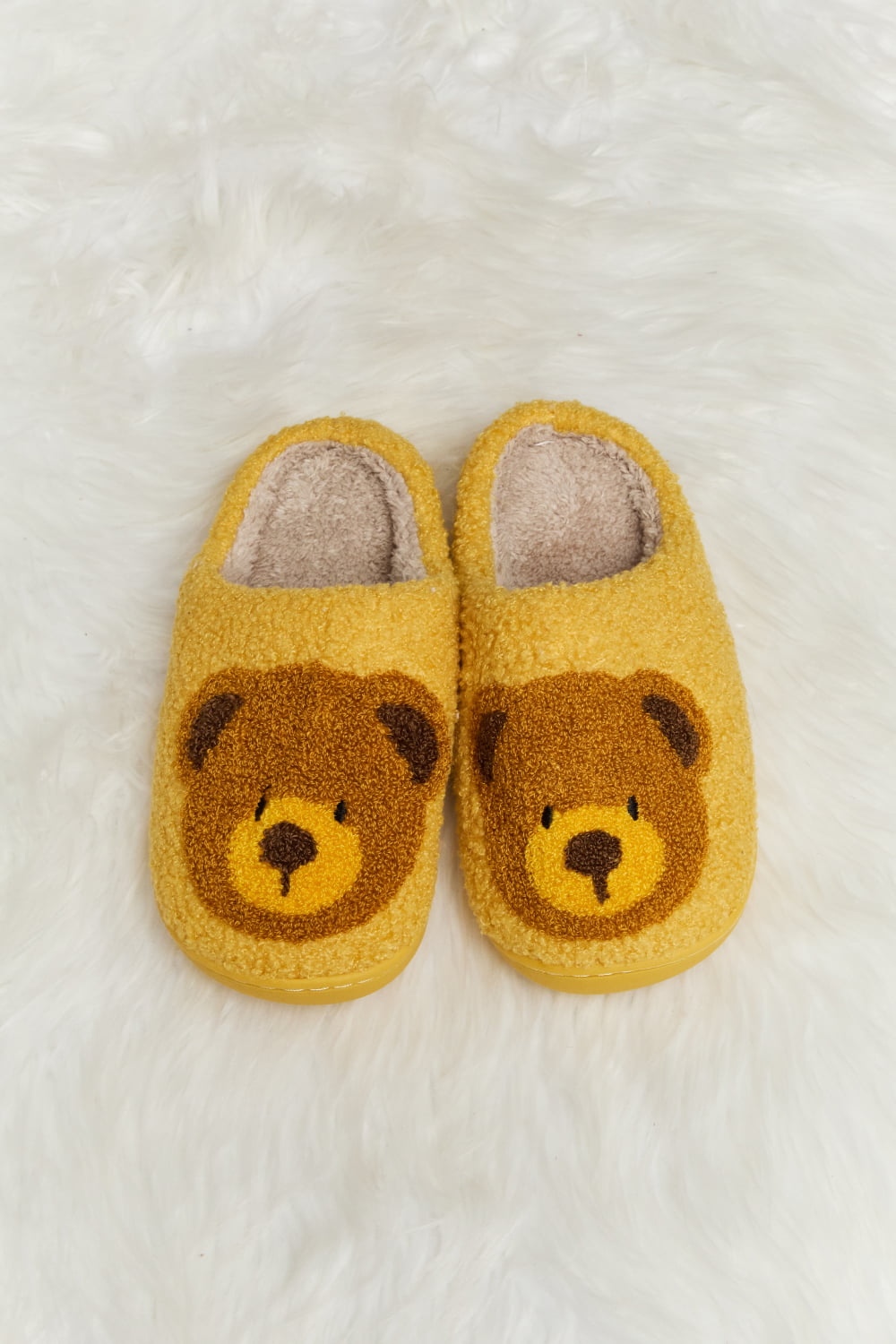 Heri & Hama Teddy Bear Print Plush Slide Slippers