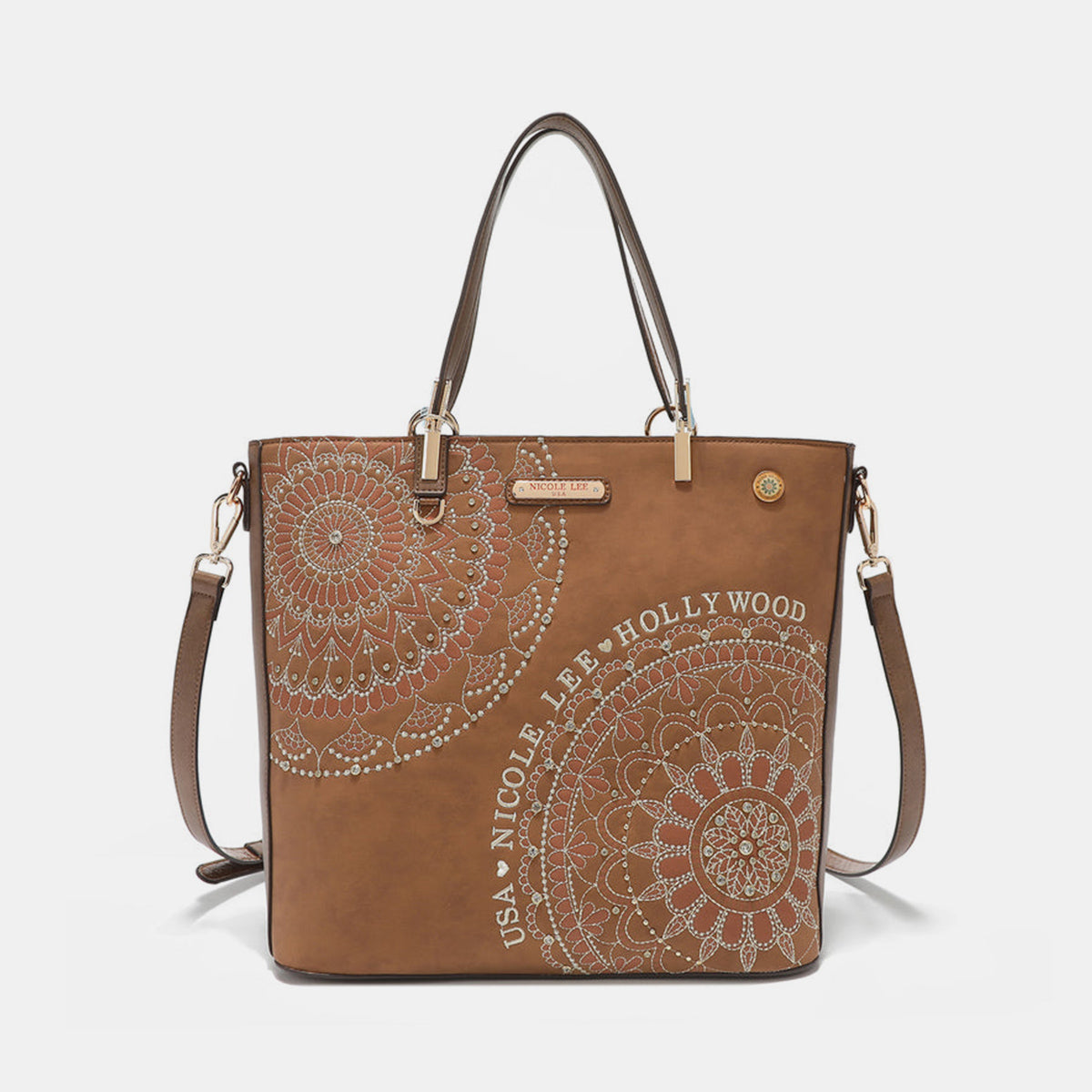 Nicole Lee USA Metallic Rhinestone Tote Bag