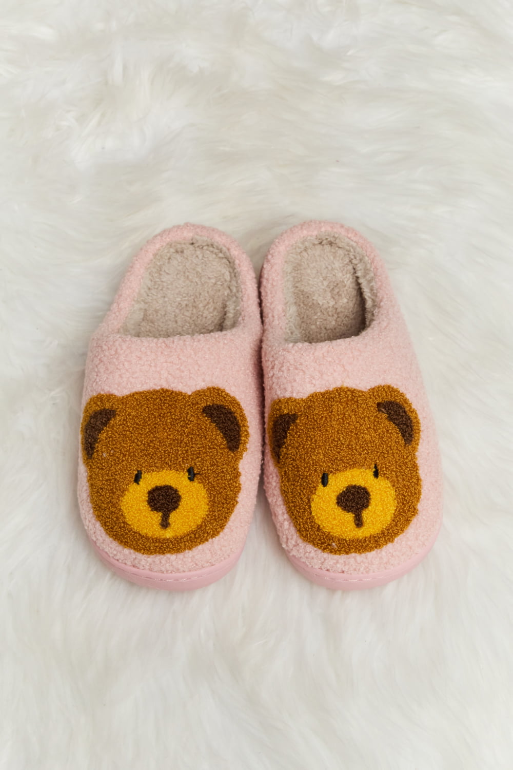 Heri & Hama Teddy Bear Print Plush Slide Slippers