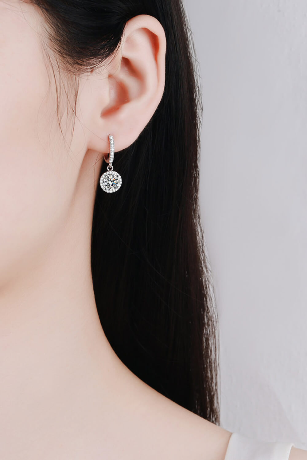 H&H Moissanite Round-Shaped Drop Earrings