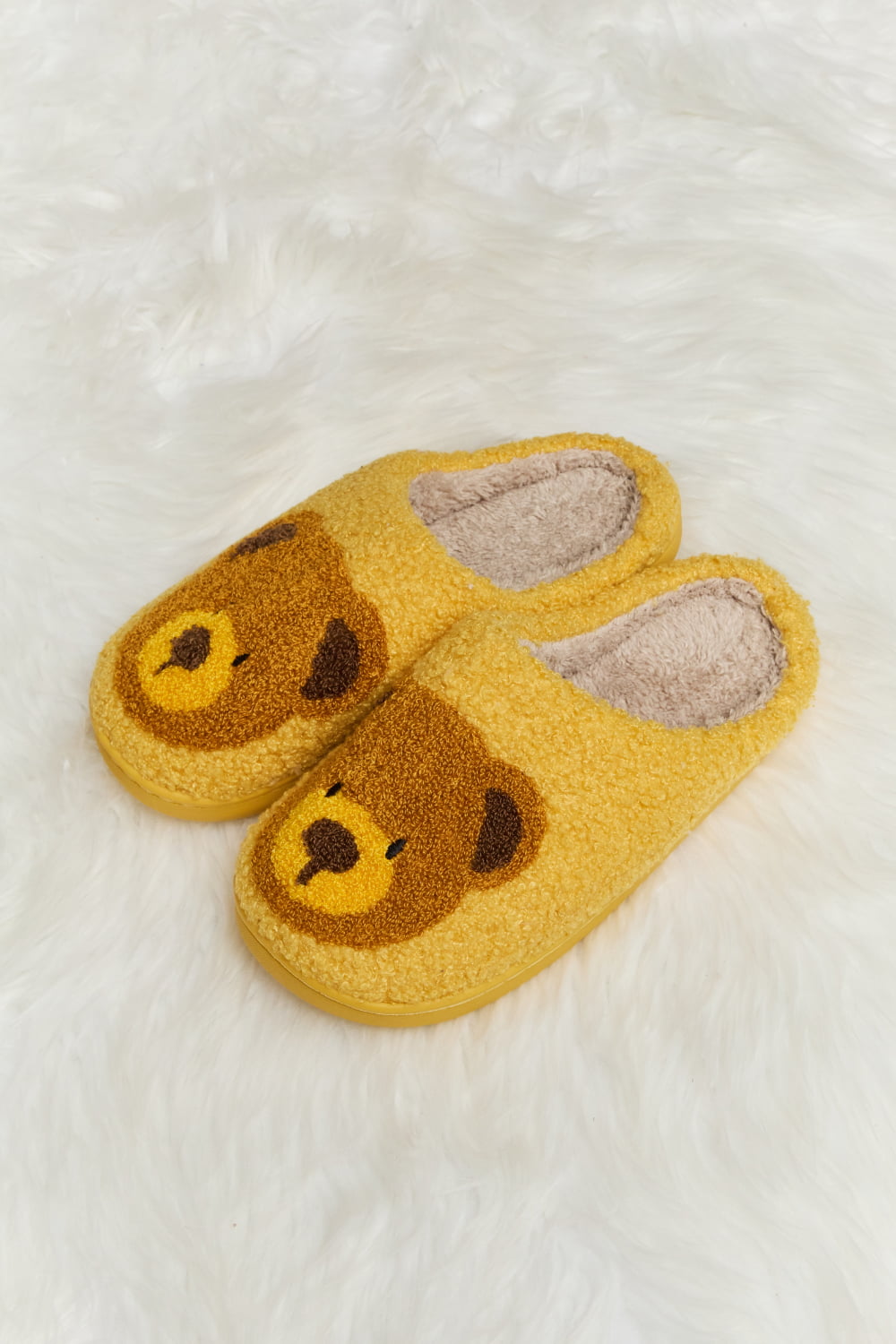 Heri & Hama Teddy Bear Print Plush Slide Slippers