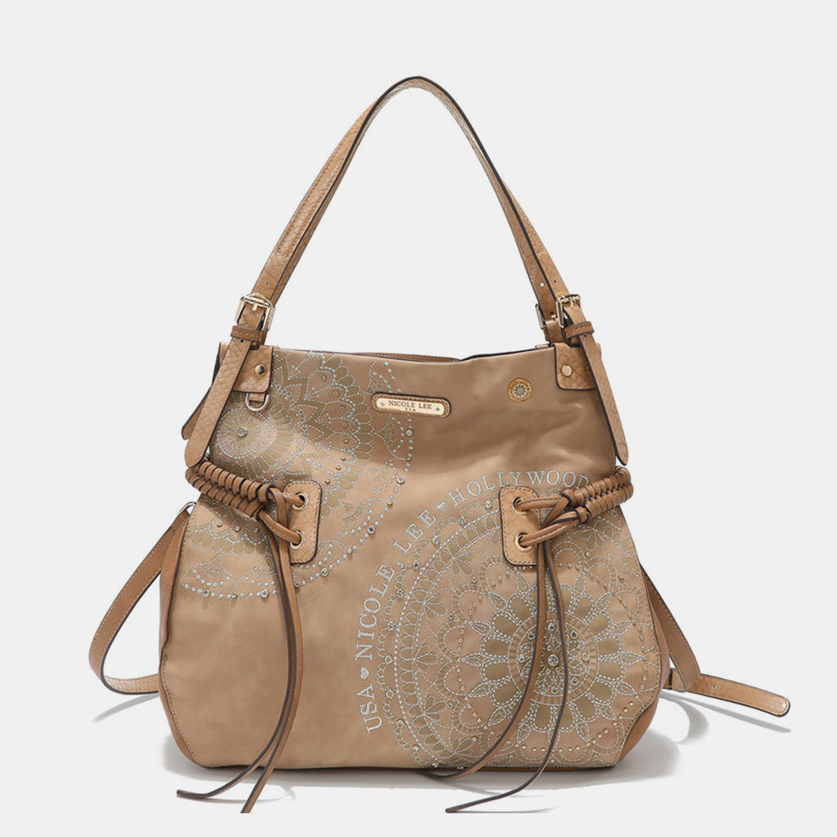 Side Braided Embroidery Hobo Bag