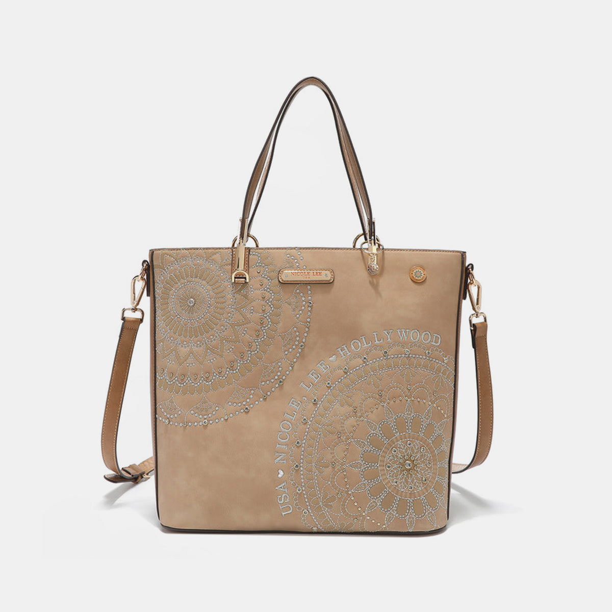 Nicole Lee USA Metallic Rhinestone Tote Bag