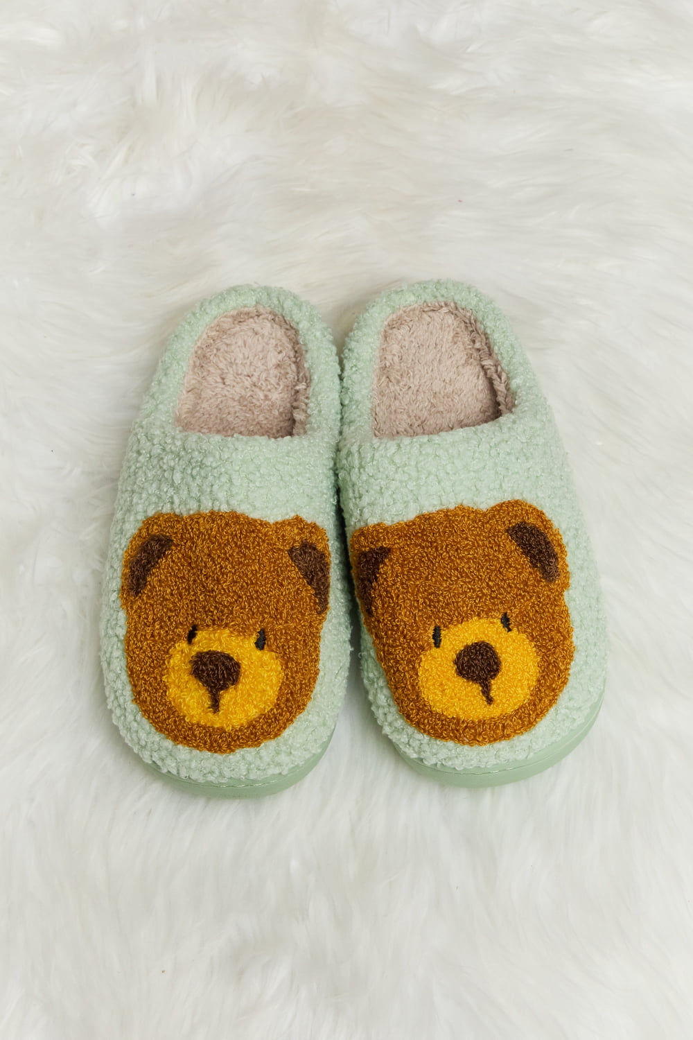 Heri & Hama Teddy Bear Print Plush Slide Slippers