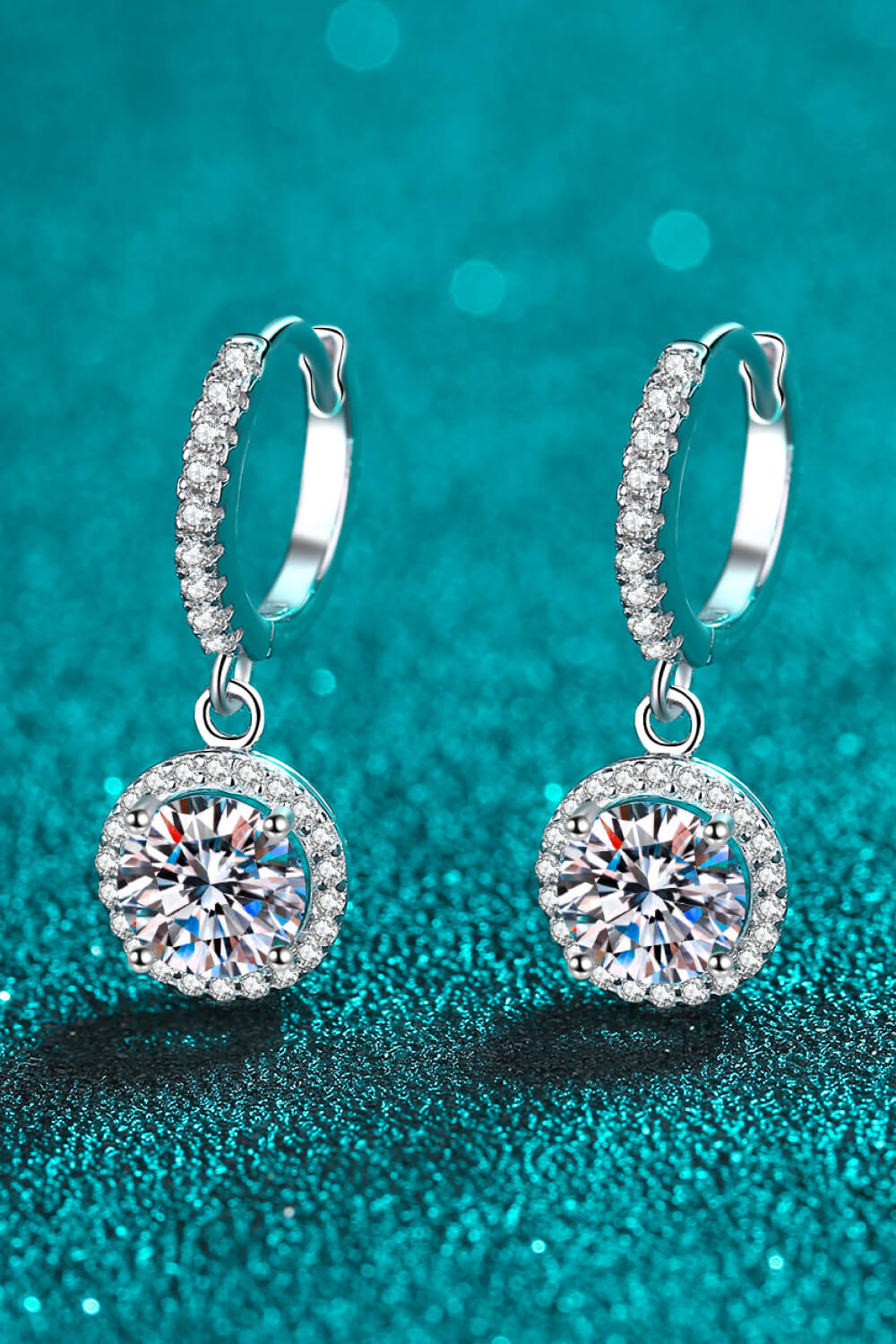 H&H Moissanite Round-Shaped Drop Earrings