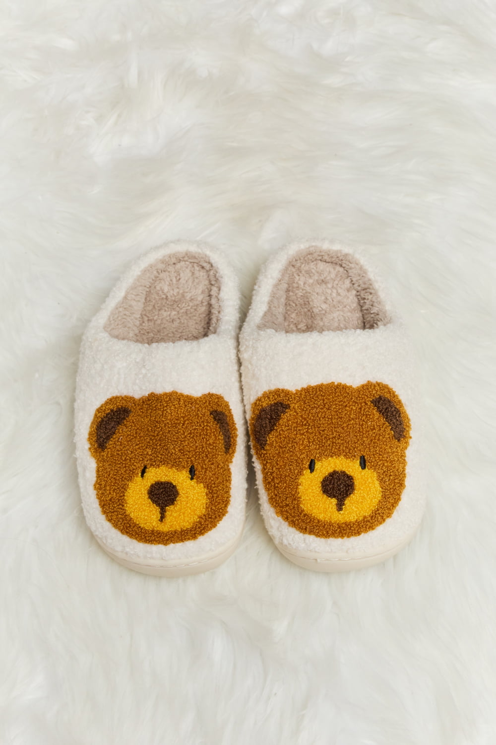 Heri & Hama Teddy Bear Print Plush Slide Slippers