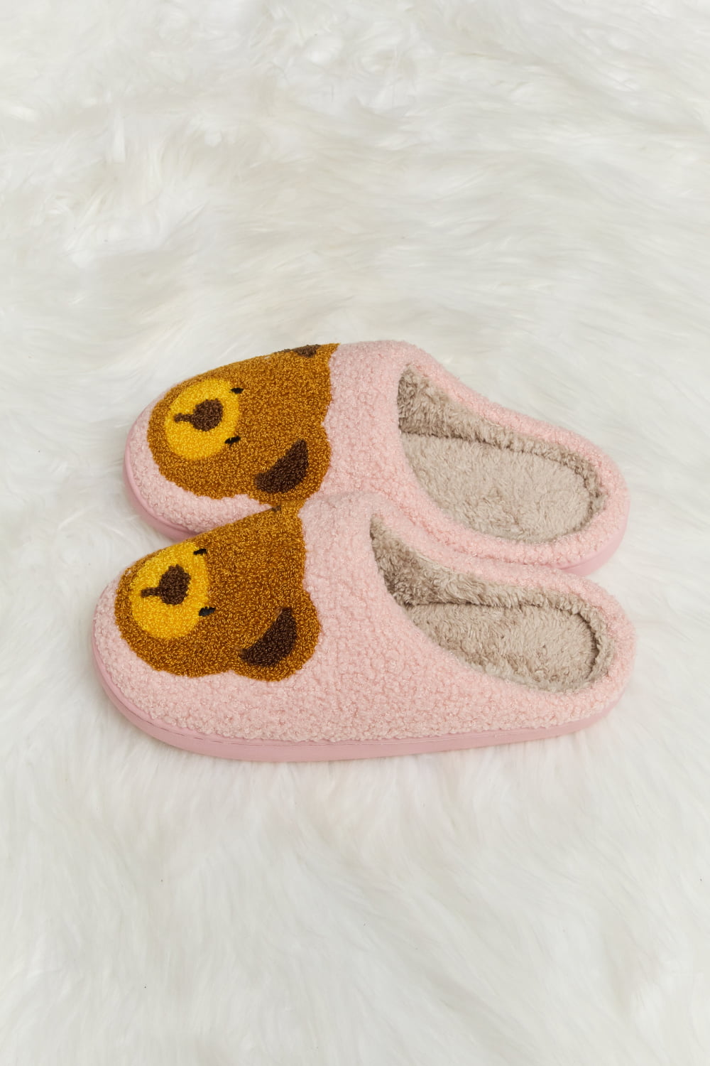 Heri & Hama Teddy Bear Print Plush Slide Slippers