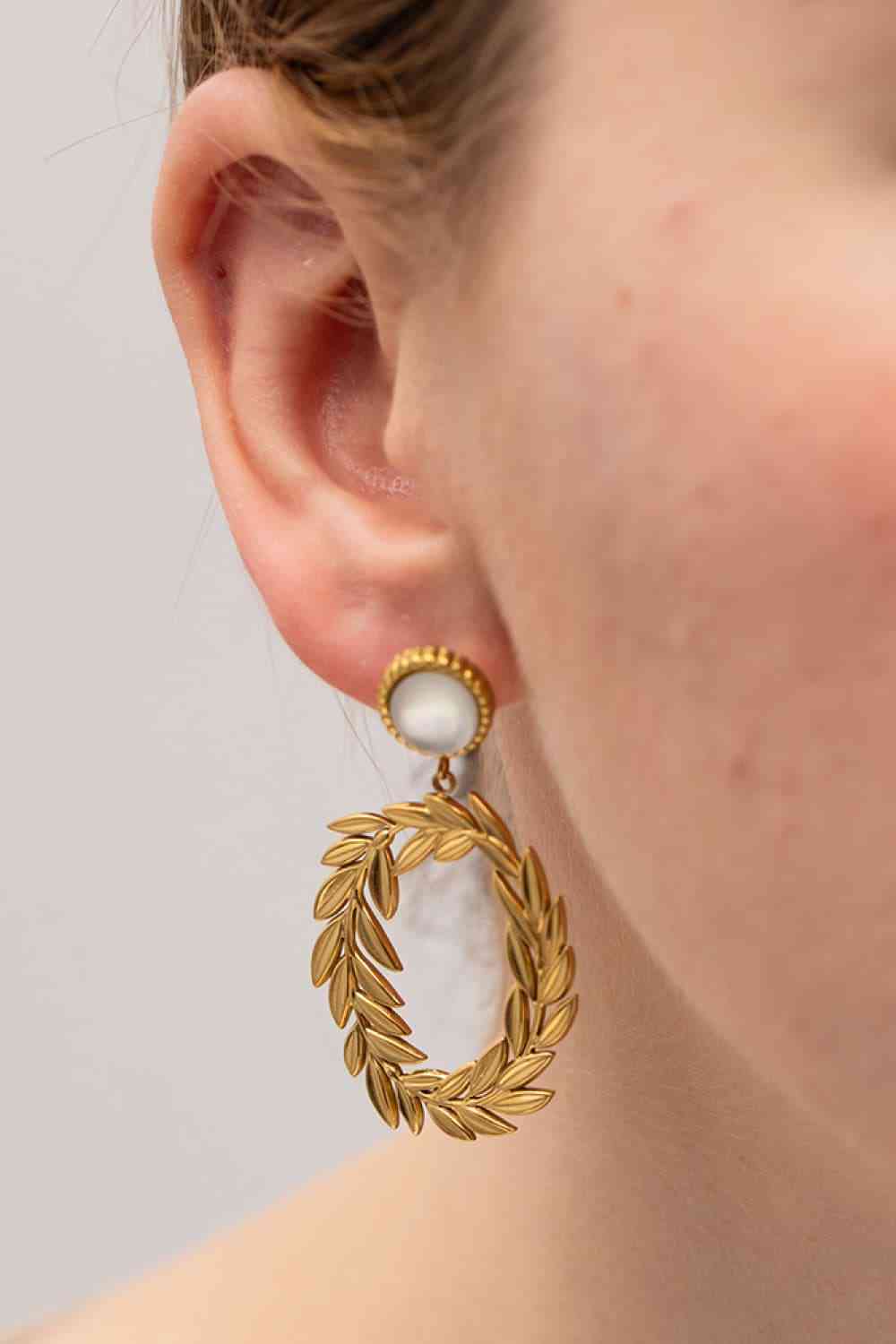 Leaf-Shaped Drop Earrings