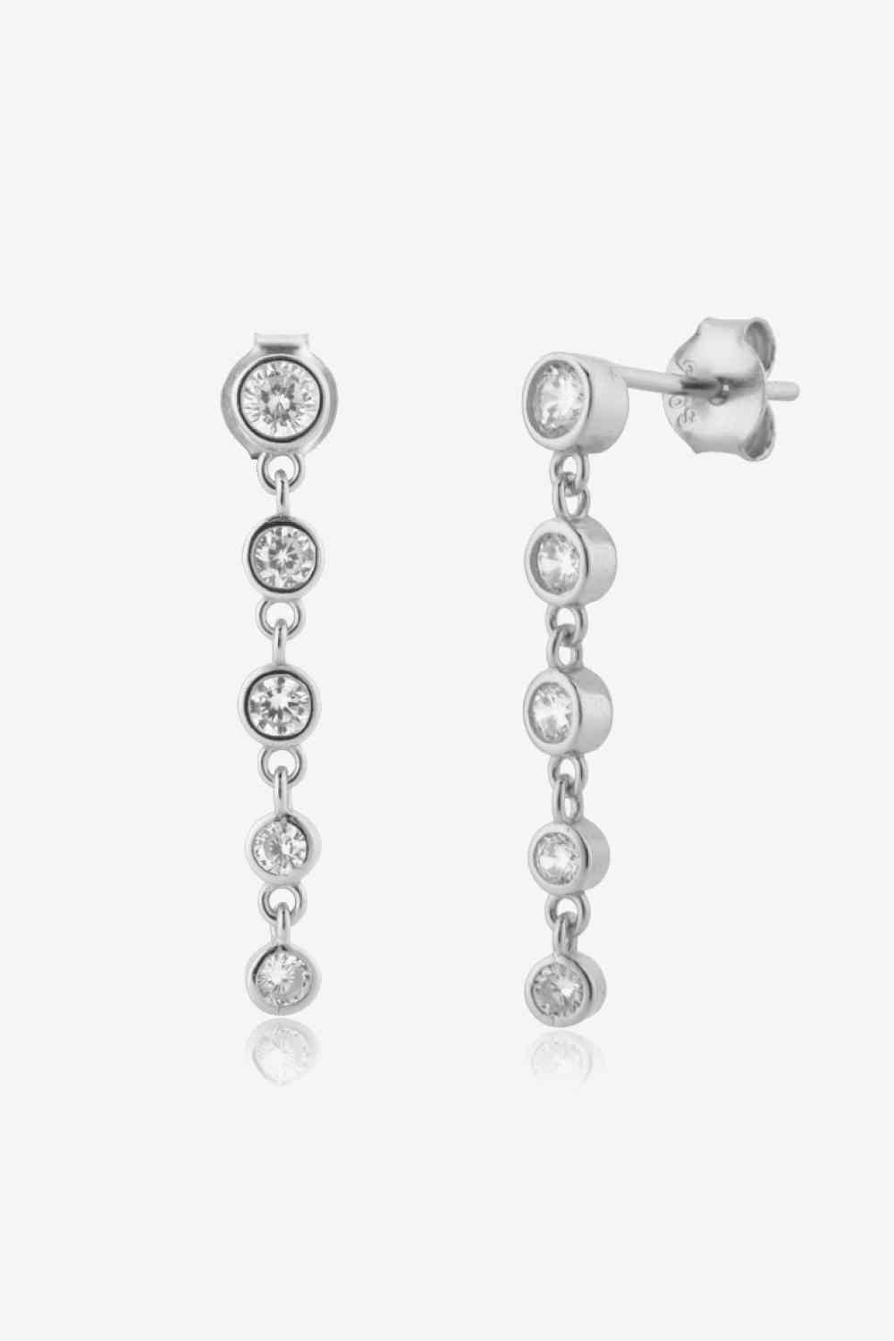 Inlaid Zircon Sterling Silver Earrings