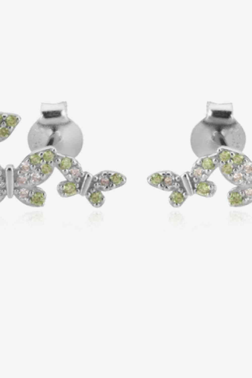 Zircon Butterfly Sterling Silver Earrings