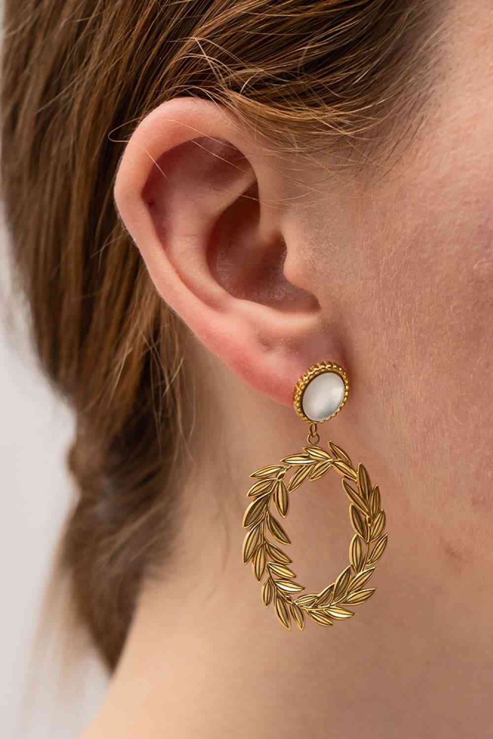 Leaf-Shaped Drop Earrings