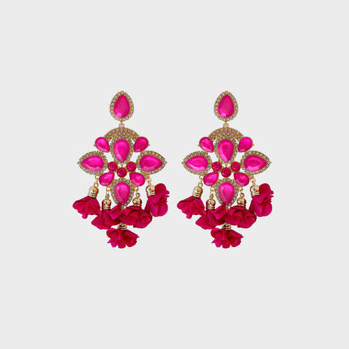 Flower Shape Rhinestone Alloy Dangle Earrings