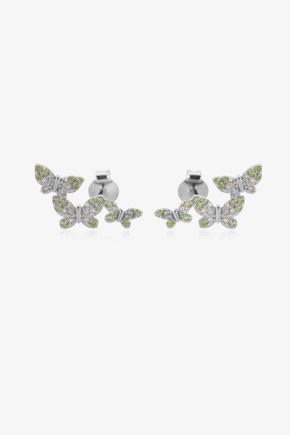 Zircon Butterfly Sterling Silver Earrings