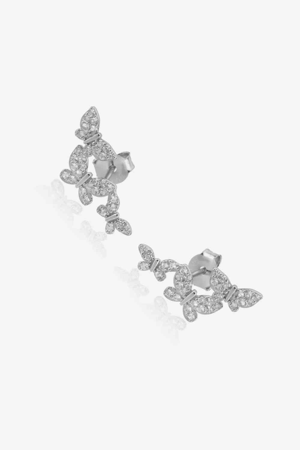 Zircon Butterfly Sterling Silver Earrings