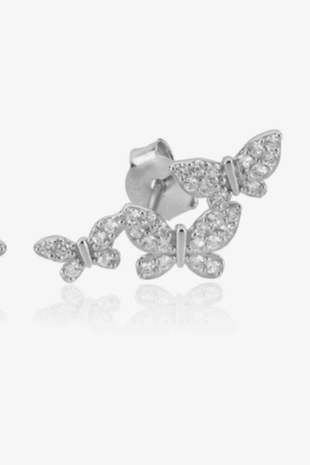 Zircon Butterfly Sterling Silver Earrings